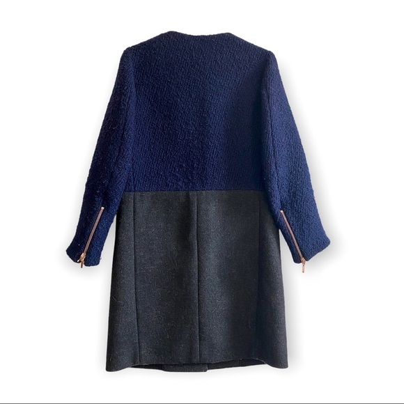 Cedric‎ Charlier Two-Tone Wool Coat Sz 4 - Picture 2 of 14